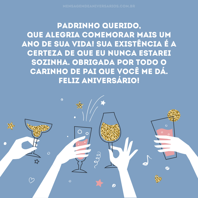 Padrinho querido, que alegria comemorar mais um ano de sua vida! Sua existência é a certeza de que eu nunca estarei sozinha. Obrigada por todo o carinho de pai que você me dá. Feliz aniversário!